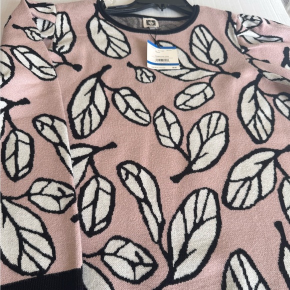 PUFF SLEEVE SWEATER. ANNE KLEIN PULLOVER SWEATER PINK AND JACQUARD. SIZE XL - Picture 6 of 16